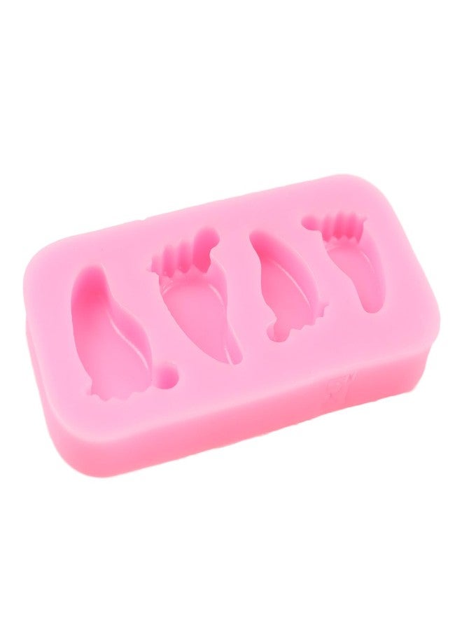 QDMOLDS قالب سيليكون QDMOLDS لبصمة قدم طفل، قالب فوندان على شكل قدم طفل، مثالي لتزيين الكيك في حفلات استقبال المولود، وتزيين الكب كيك، وتزيين الشوكولاتة، وحلوى الصلصال البوليمري، ومعجون الصمغ. - Image 3