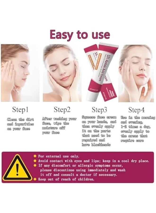 15% AZELAIC ACID ACNE CREAM, ADVANCED AZELAIC ACID SERUM, PREVENTS ACNE BREAKOUTS, CLARIFY SKIN SOOTHE IRRITATION, REDUCES BLEMISHES, MINIMIZES PORES FOR CLEARER AND HEALTHIER FACE - Image 2