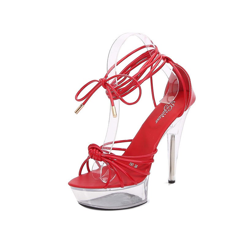 Super High Heel Peep Toe Strap Sandals 13Cm15Cm Stiletto Heel Women'S Sandals Nightclub 34-43 Size - Image 1