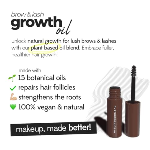Ruby's Organics Eyelash & Eyebrow Growth Oil for Overnight Use, Organic & Natural, Infused with Rosemary, Bhringraj & Castor Oil, Nourishes & Promotes Hair Growth, Repairs Hair Follicles, Cruelty-Free, 6ml - Image 3