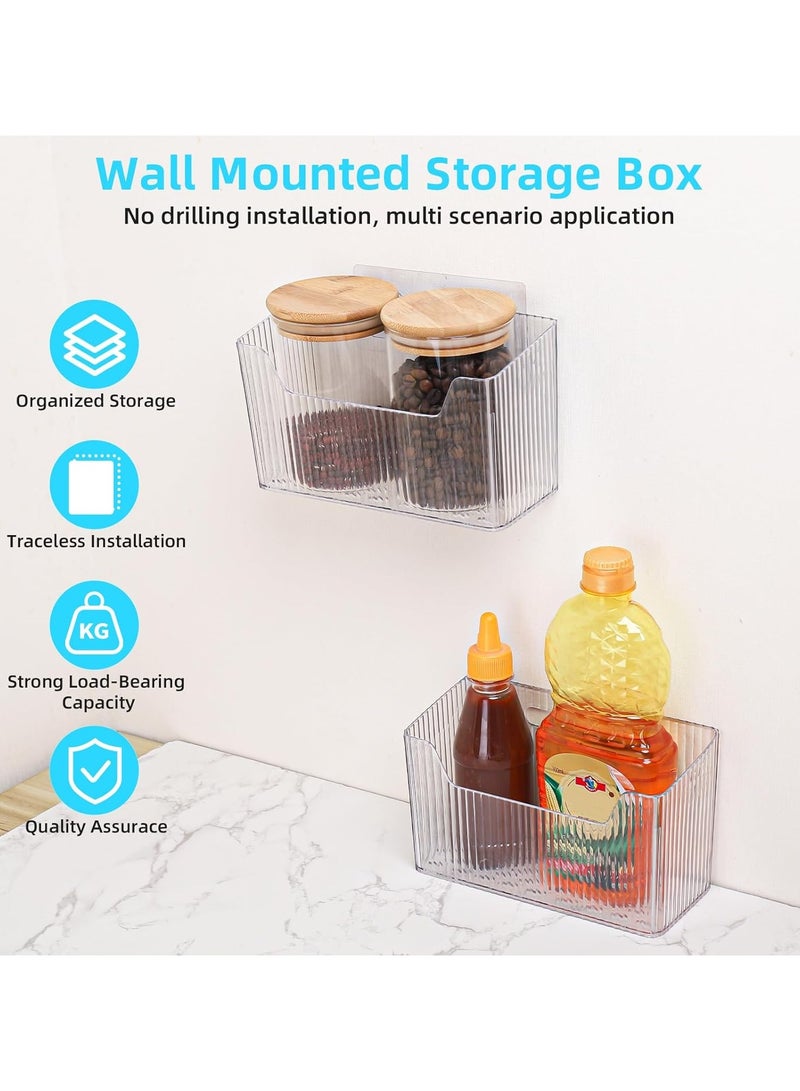 CMGTYYD 2 Pack Kitchen Cabinet Door Storage Box, Self-Adhesive Wall Mounted Kitchen Cupboard Organiser, Clear Cupboard Fridge Bathroom Small Items Organizer Storage Box - Image 4
