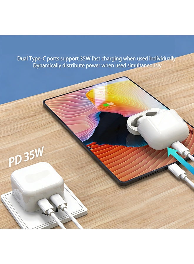 Quantum Dual Port Fast Charger Plug, 35W Dual USB-C Port Compact Power Adapter, Charging Cable for i-Phone 16 15 Pro Max Plus Mini iPad MacBook Air - Image 5
