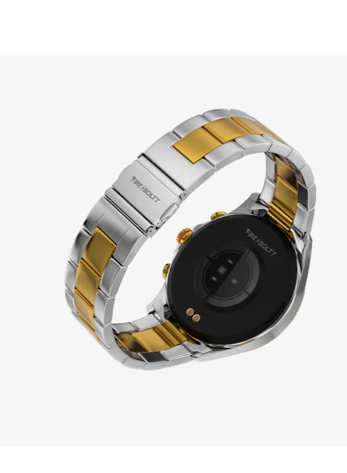 Fire-Boltt Solace BSW155 Luxury Stainless Steel Smart Watch – 1.32” HD Display, Bluetooth Calling & 360° Health Monitoring (Gold & Silver) - Image 2