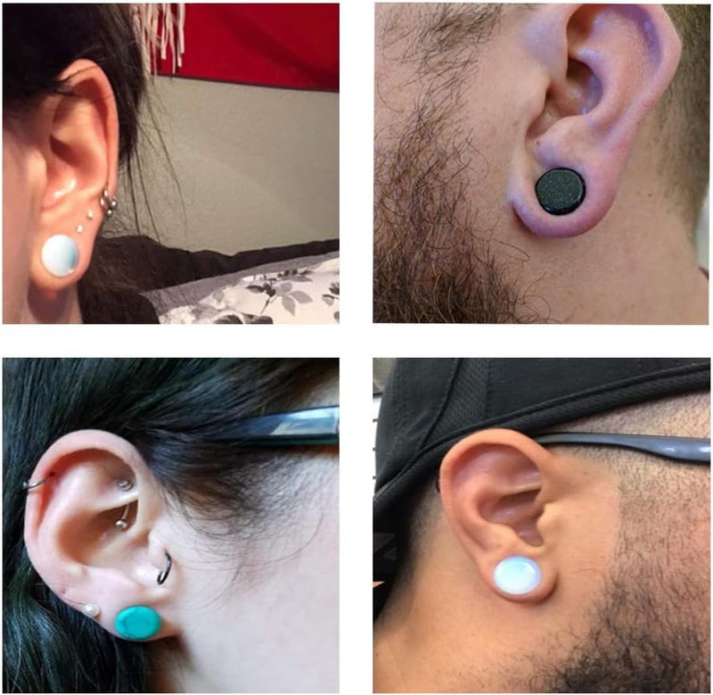 Oyaface Stone Ear Plugs Gauges Set Double Flared Tunnels Expander Stretchers Saddle Earrings Flesh Ear Piercing Jewelry Multicolor 3MM-20MM - Image 2