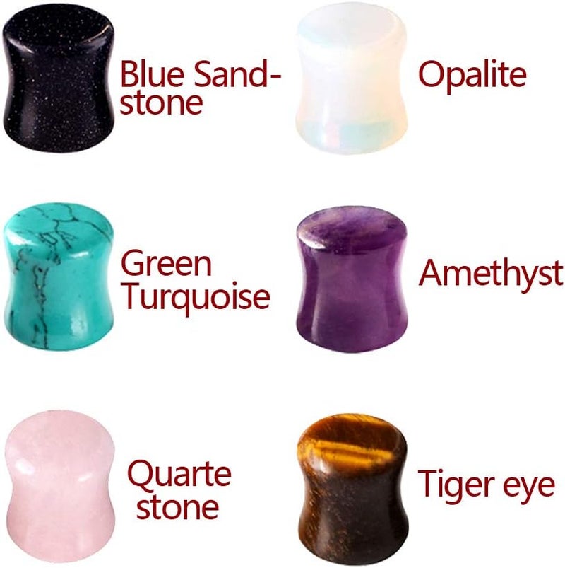 Oyaface Stone Ear Plugs Gauges Set Double Flared Tunnels Expander Stretchers Saddle Earrings Flesh Ear Piercing Jewelry Multicolor 3MM-20MM - Image 4
