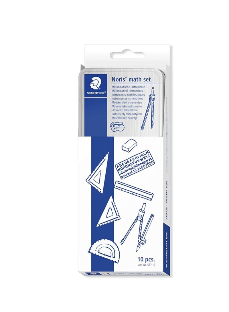 شتدلر طقم أدوات قياس الرسم مكون من 10 قطع أزرق/فضي - Image 1