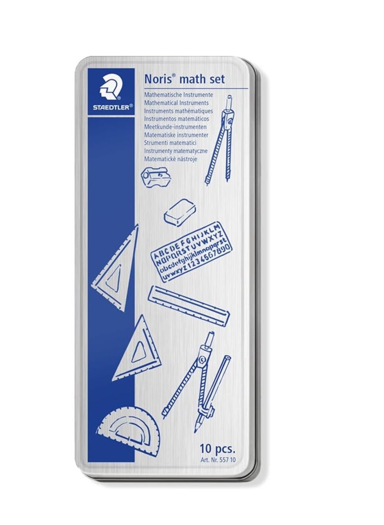 شتدلر طقم أدوات قياس الرسم مكون من 10 قطع أزرق/فضي - Image 2