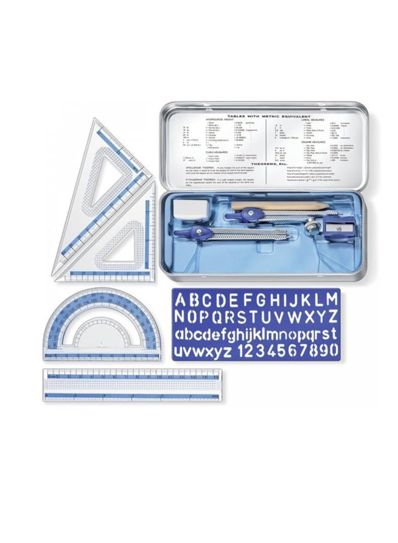 شتدلر طقم أدوات قياس الرسم مكون من 10 قطع أزرق/فضي - Image 3