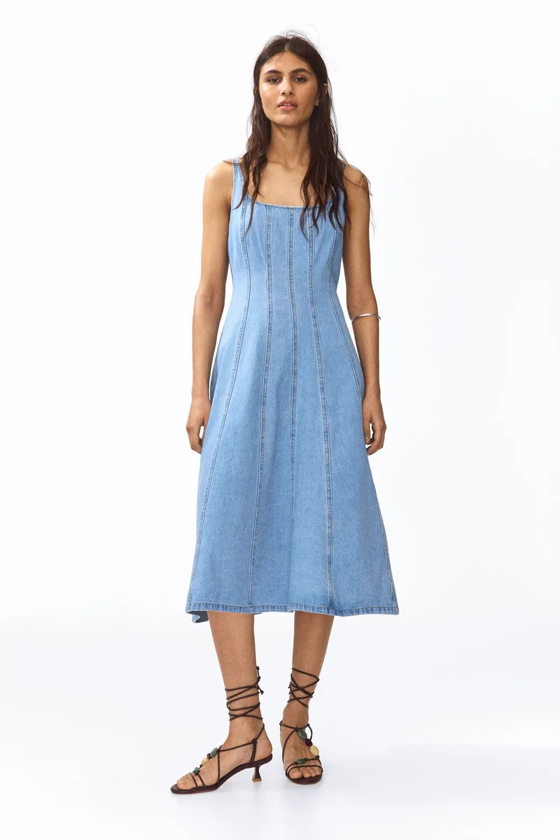 H&M  Denim midi dress for Women | Best Price UAE