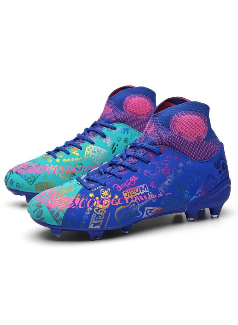 Loquat High-Top Cleats Competition Sports Football Shoes Dark Blue/Blue  - Image 1
