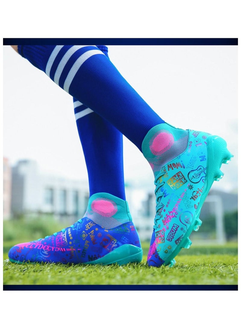 Loquat High-Top Cleats Competition Sports Football Shoes Dark Blue/Blue  - Image 2
