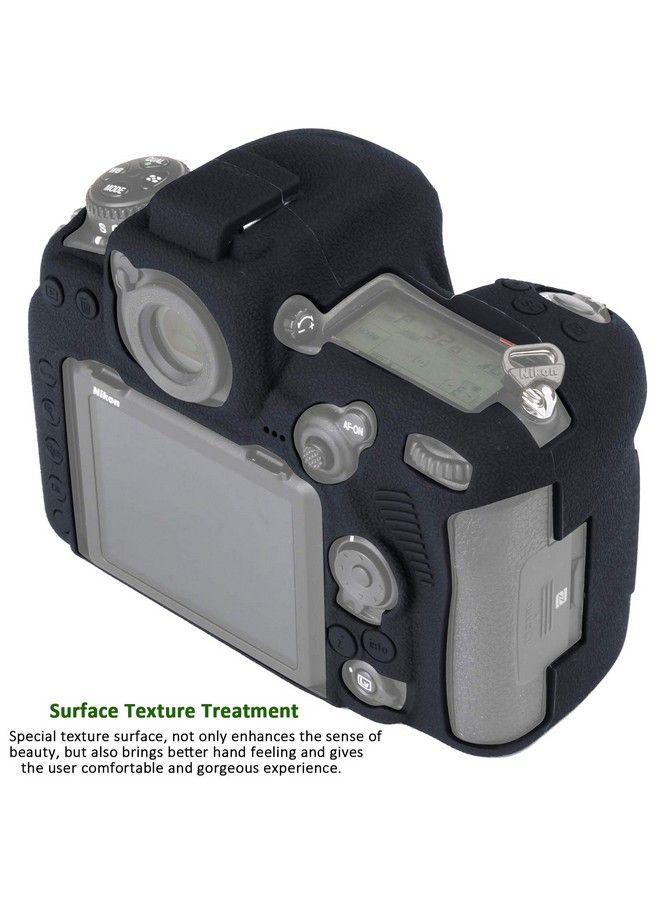 Easy Hood حافظة كاميرا لنظام نيكون D500 حافظة واقية من السيليكون الناعم المطاطي لجسم الكاميرا لنظام نيكون D500 غطاء واقي لحقيبة الكاميرا (أسود) - Image 3