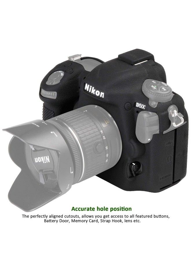 Easy Hood حافظة كاميرا لنظام نيكون D500 حافظة واقية من السيليكون الناعم المطاطي لجسم الكاميرا لنظام نيكون D500 غطاء واقي لحقيبة الكاميرا (أسود) - Image 5