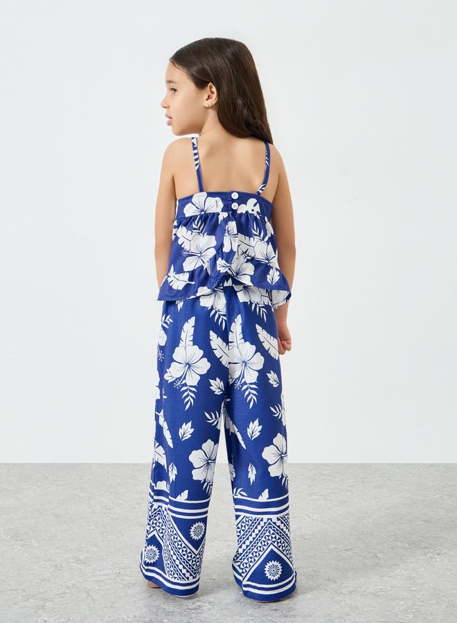 Styli Girls Floral Printed Top and Pants Set - Image 5
