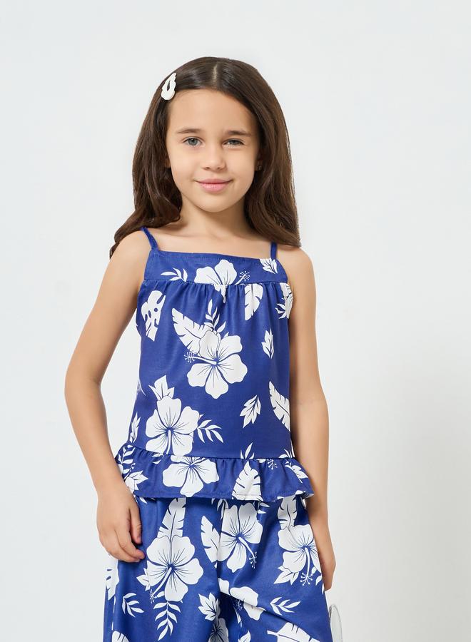 Styli Girls Floral Printed Top and Pants Set - Image 2