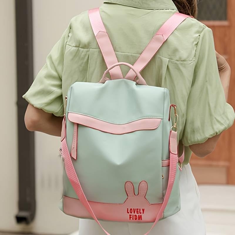 WANQLYN Backpack Purse for Women - Convertible Satchel Handbags Shoulder Bag,Anti-Theft Oxford Cloth Travel Daypack Zipper Bags for Ladies Girls (GREEN) - Image 5