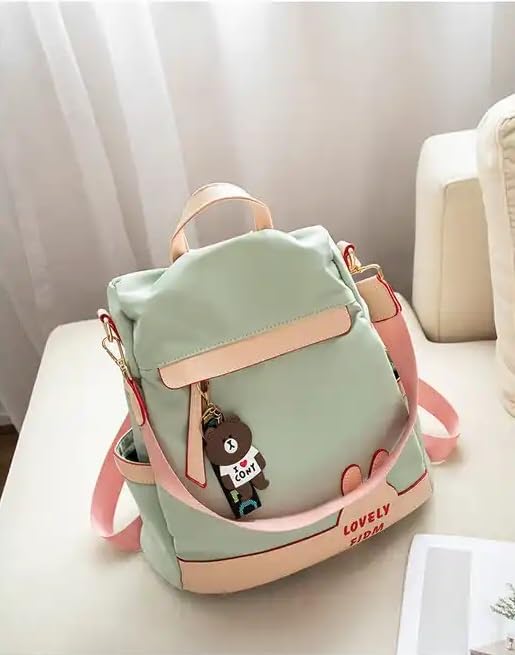WANQLYN Backpack Purse for Women - Convertible Satchel Handbags Shoulder Bag,Anti-Theft Oxford Cloth Travel Daypack Zipper Bags for Ladies Girls (GREEN) - Image 2