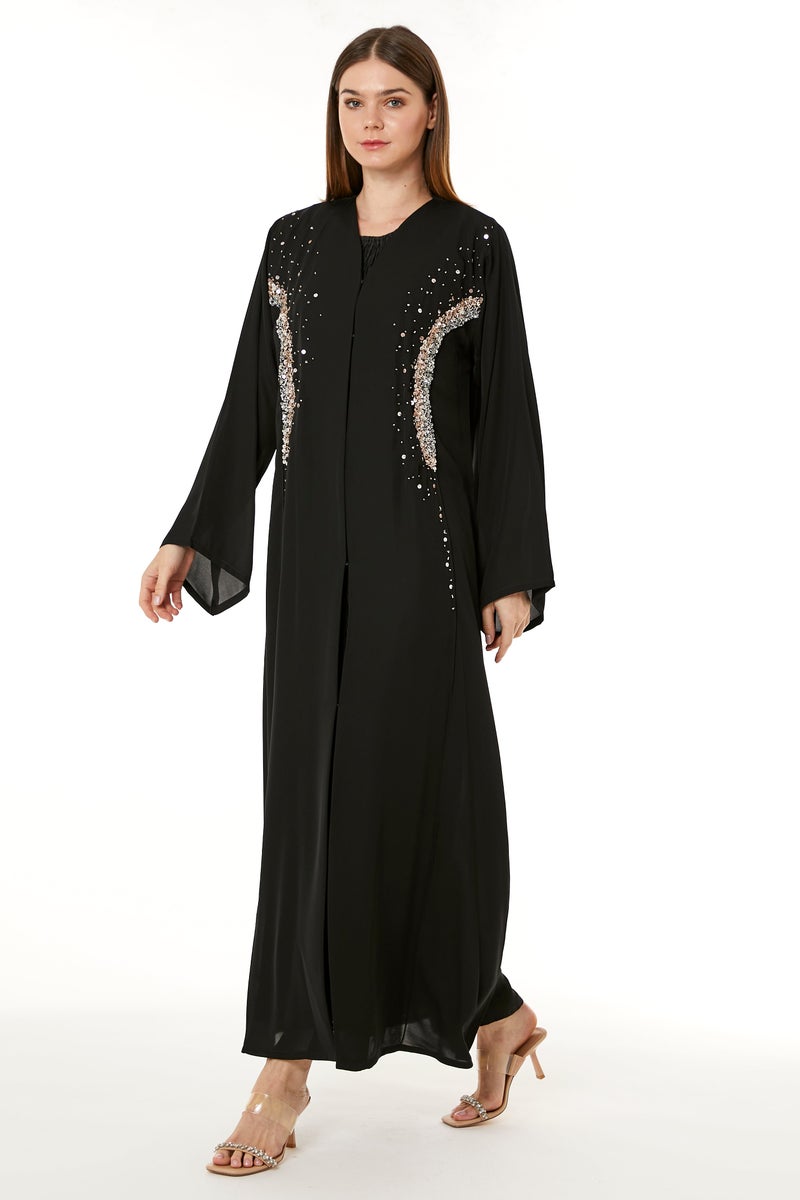 Moistreet Embellished Flared Sleeve Abaya - Image 2