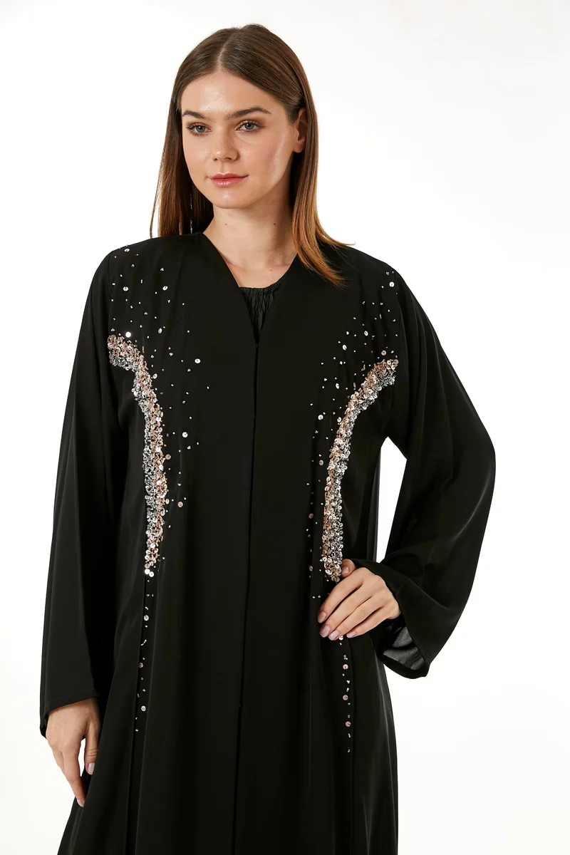 Moistreet  Embellished Flared Sleeve Abaya for Women | Best Price UAE