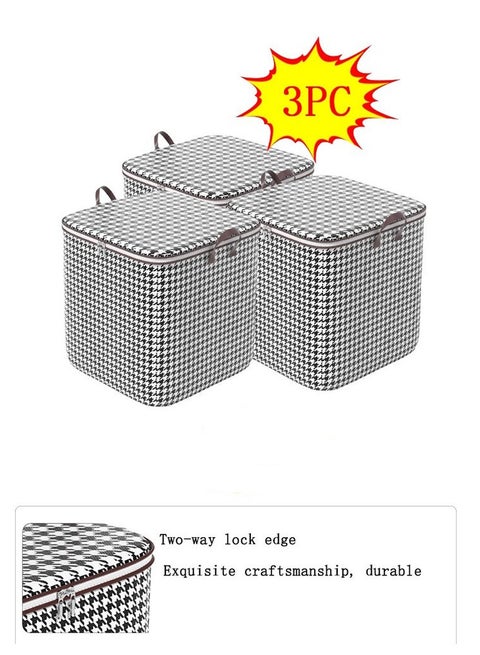 Set of 3 Pcs 180L Large Capacity Storage Bags with Zipper & Handles,Foldable Waterproof Dustproof Organizer for Clothing, Blanket, Bedding, Toys