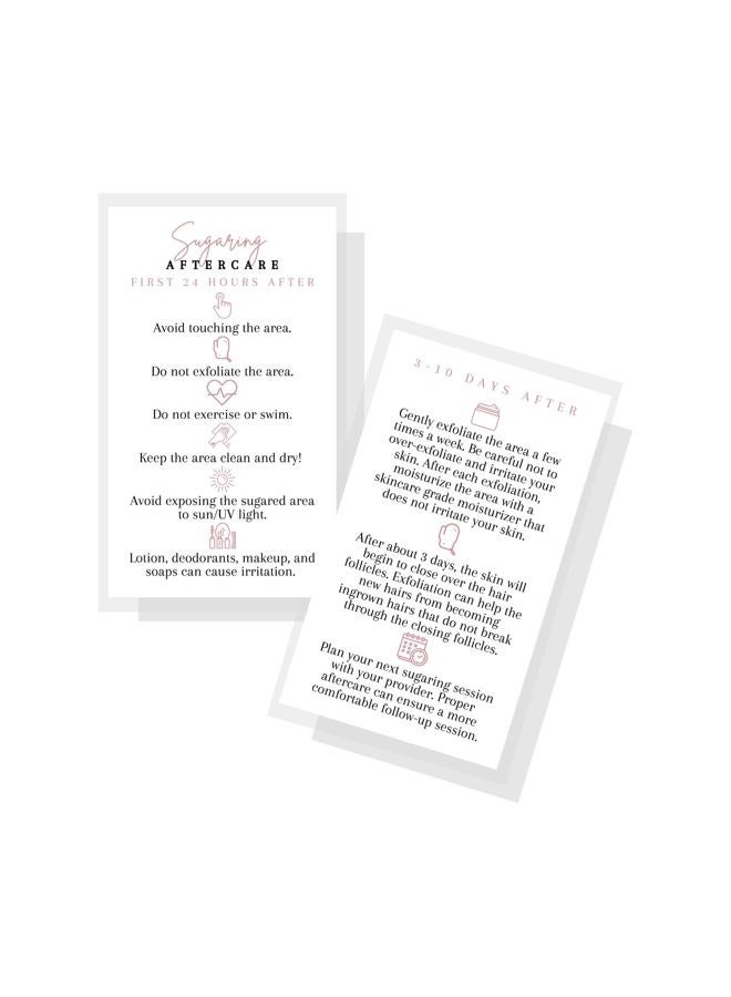Lashicorn Sugaring Hair Removal Aftercare Cards | 50 Pack | 2x3.5” in Business Card | Sugaring Hair Removal Supplies | Waxing Supplies | White Card Design - Image 1