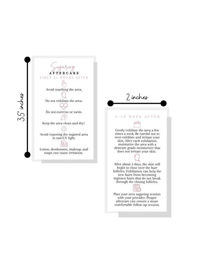 Lashicorn Sugaring Hair Removal Aftercare Cards | 50 Pack | 2x3.5” in Business Card | Sugaring Hair Removal Supplies | Waxing Supplies | White Card Design - Image 2