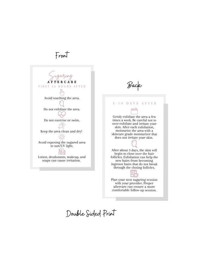 Lashicorn Sugaring Hair Removal Aftercare Cards | 50 Pack | 2x3.5” in Business Card | Sugaring Hair Removal Supplies | Waxing Supplies | White Card Design - Image 3
