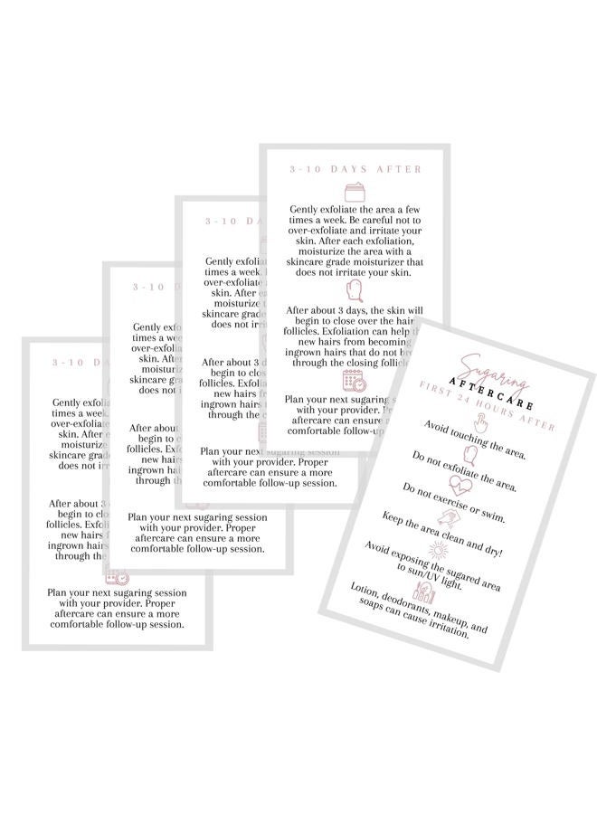 Lashicorn Sugaring Hair Removal Aftercare Cards | 50 Pack | 2x3.5” in Business Card | Sugaring Hair Removal Supplies | Waxing Supplies | White Card Design - Image 4