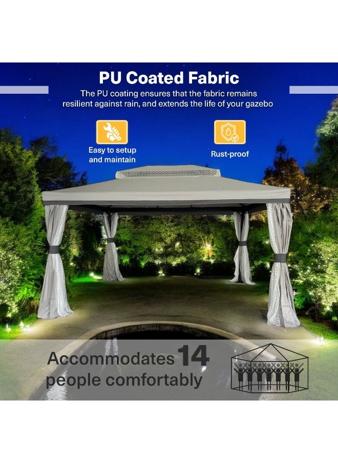 Pan Home Romana Aluminium Gazebo 3X4 M - Grey  - Image 4