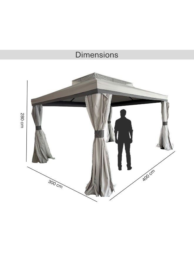 Pan Home Romana Aluminium Gazebo 3X4 M - Grey  - Image 2