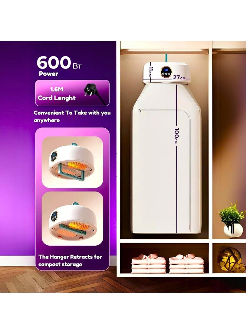 ARGT مجفف ملابس محمول صغير مع جهاز تحكم عن بعد | آلة تجفيف كهربائية قابلة للطي مدمجة | مجفف فعال بقوة 600 واط للأقمشة الخفيفة | للاستخدام في السفر والشقق | حل موفر للطاقة - Image 3