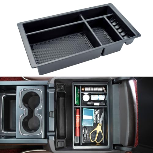 JKCOVER Compatible with (2014 2015 2016 2017 2018) Chevy Silverado/GMC Sierra， (2015-2020) Chevy Suburban/Tahoe/GMC Yukon Center Console Organizer Tray Accessories - Full Console w/Bucket Seats ONLY - Image 1