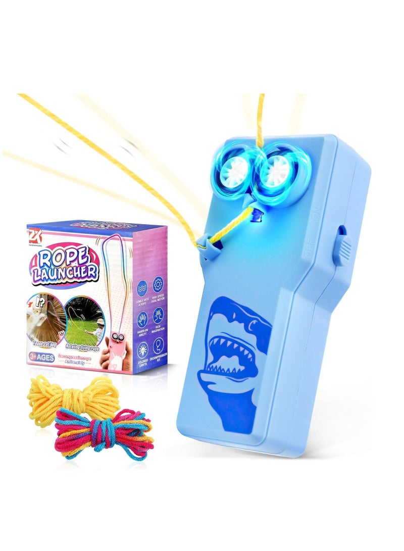 String Shooter Toy, Handheld Rope Launcher Fidget Toys, Portable Electric Lasso Rope Toddler Toys with Dark Blue Shark Motif, Fun Lasso Toy for Kids Adults, Best Gift for Birthdays - Image 1