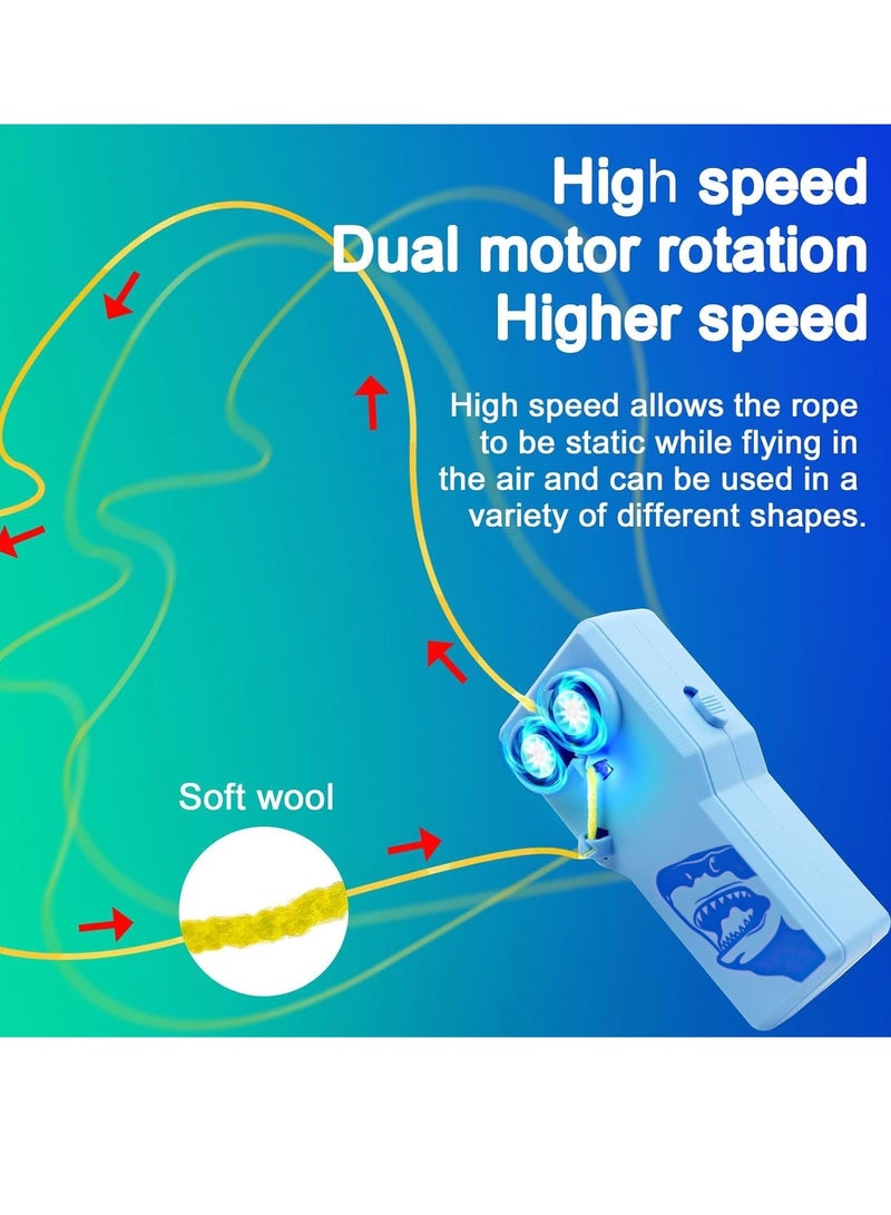 String Shooter Toy, Handheld Rope Launcher Fidget Toys, Portable Electric Lasso Rope Toddler Toys with Dark Blue Shark Motif, Fun Lasso Toy for Kids Adults, Best Gift for Birthdays - Image 3