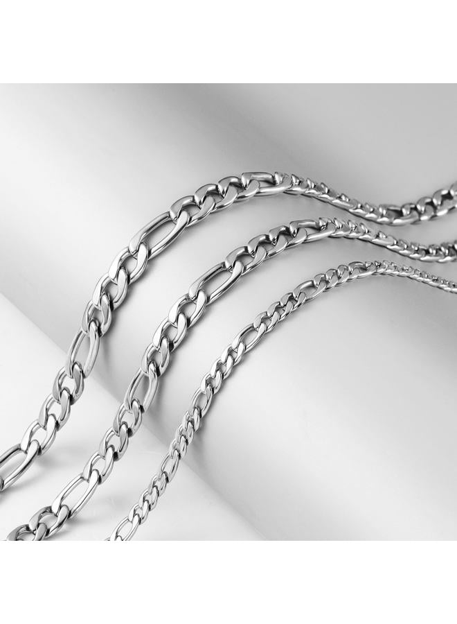 Monily 16 Inches 30 Inches Figaro Chain Necklace 4mm 8.5mm Stainless Steel Figaro Link Chain for Men Women 18k Real Gold Plated - Image 4