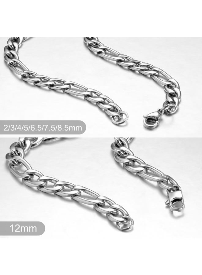 Monily 16 Inches 30 Inches Figaro Chain Necklace 4mm 8.5mm Stainless Steel Figaro Link Chain for Men Women 18k Real Gold Plated - Image 5