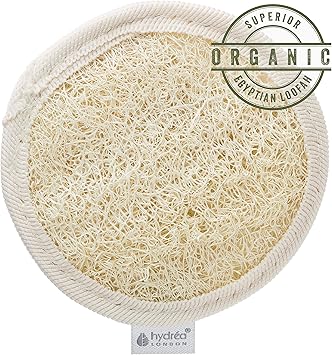 Hydrea London Cleansing Exfoliating Loofah Facial Pad Double Sided with Organic Egyptian Cotton - Image 2