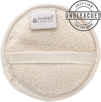 Hydrea London Cleansing Exfoliating Loofah Facial Pad Double Sided with Organic Egyptian Cotton - Image 3