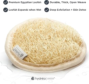 Hydrea London Cleansing Exfoliating Loofah Facial Pad Double Sided with Organic Egyptian Cotton - Image 4