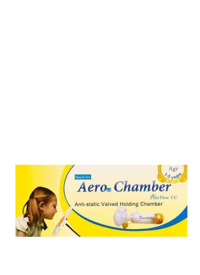 aero chamber - Aero Chamber Inhaler Enhancer with Small Mask for Children 1-5 Years Old Yellow, Latex-Free Air Funnel - Image 1