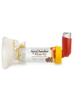 aero chamber Aerosol Chamber Inhaler for Children Medium 1-5 Years Yellow, with Face Mask, Latex-Free Air Funnel  - Image 1