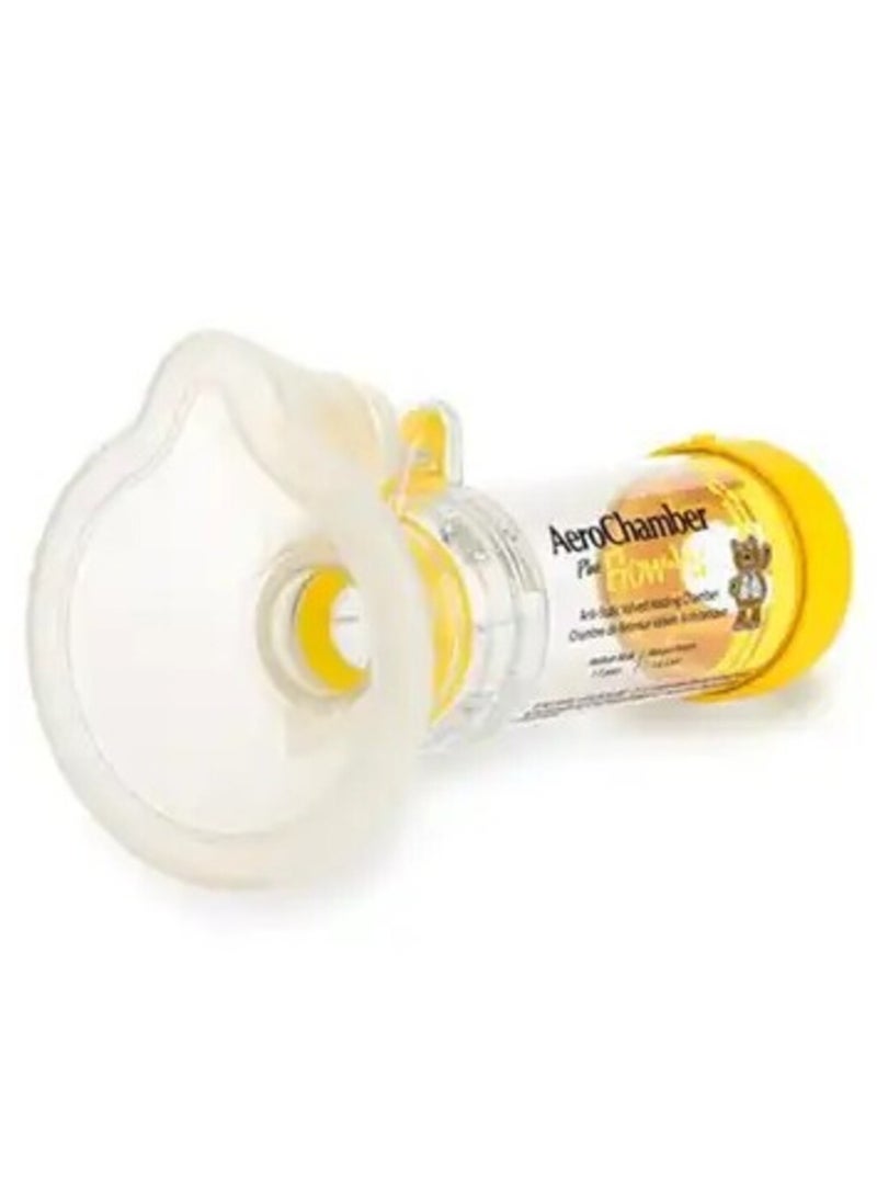 aero chamber - Aero Chamber Inhaler Enhancer with Small Mask for Children 1-5 Years Old Yellow, Latex-Free Air Funnel - Image 1