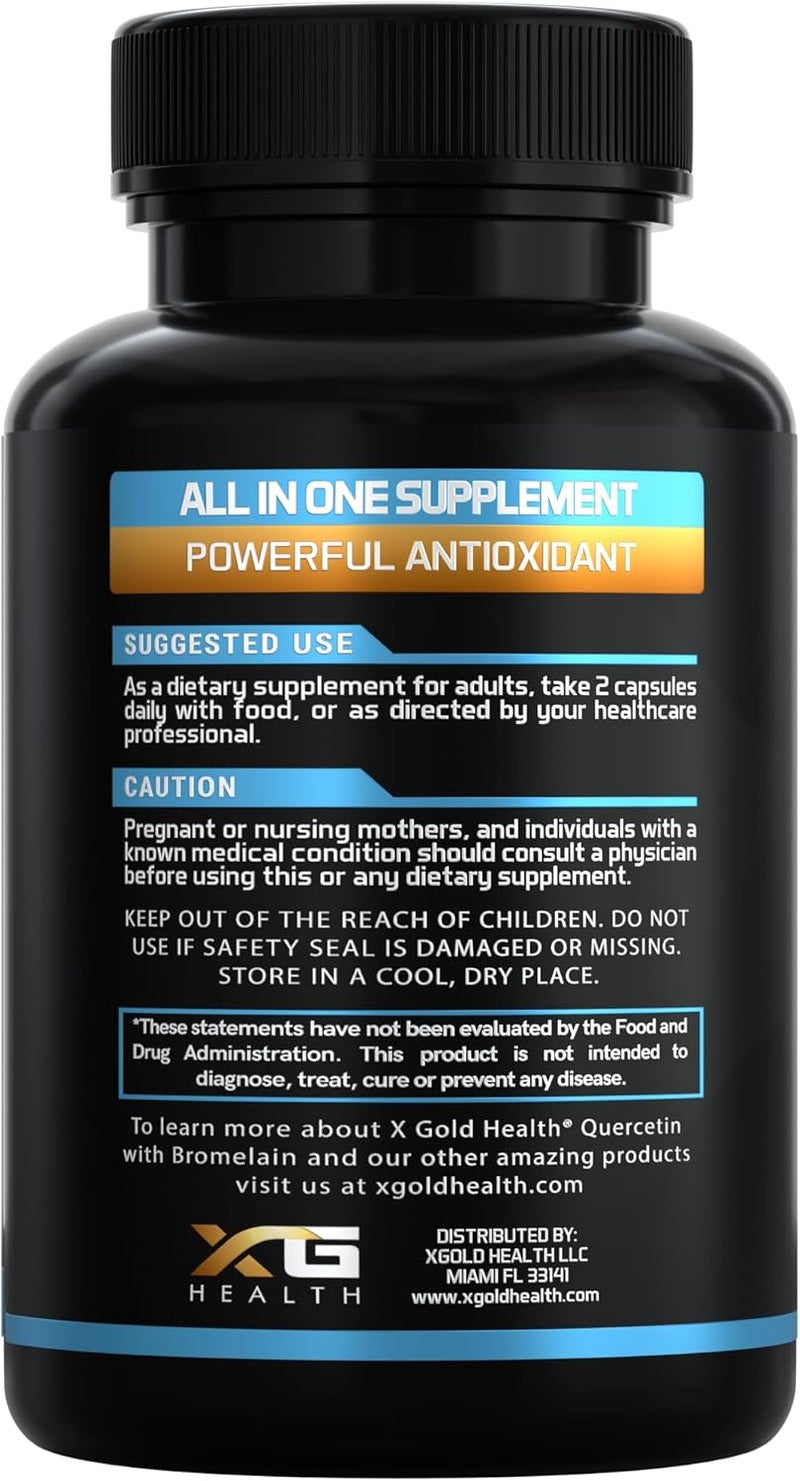 X Gold Health Quercetin Complex 1000mg  101 Quercetin with Premium Defense Blend  NAC Bromelain Zinc Vitamin C D3K2 Turmeric Elderberry  Antioxidant  Immune Support - Image 3