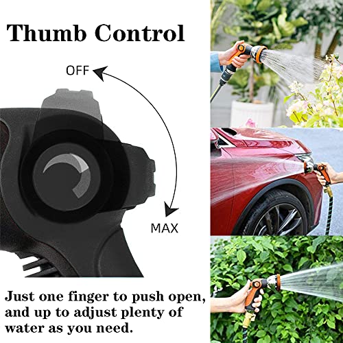 REDESS Garden Hose Nozzle Spray Nozzle,10 Hose Metal Duty Watering Patterns Thumb Control On Off Valve, High Pressure Nozzle Sprayer for Watering Plants, Car Wash,Cleaning,Showering Pets - Image 3