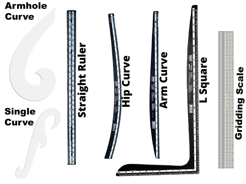 KHYATI Fashion Designing Scale Set/Fashion Designing Tools/Fashion Designing Kit/Tailoring Kit/Fashion Designing Tailoring Scales-Set of 4 Scales, 1 Gridding Scale, 1 Armhole Curve, 1 Single Curve - Image 2