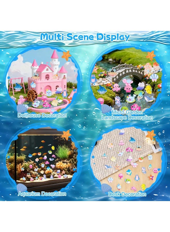 Hysagtek Mini Ocean Resin Animals Blind Bags - 100 Pcs Luminous Tiny Sea Animals Glow in The Dark Miniature Figurines Aquarium Decor for DIY Fish Tank Potted Christmas Dollhouse Decor Xmas Gift - Image 4