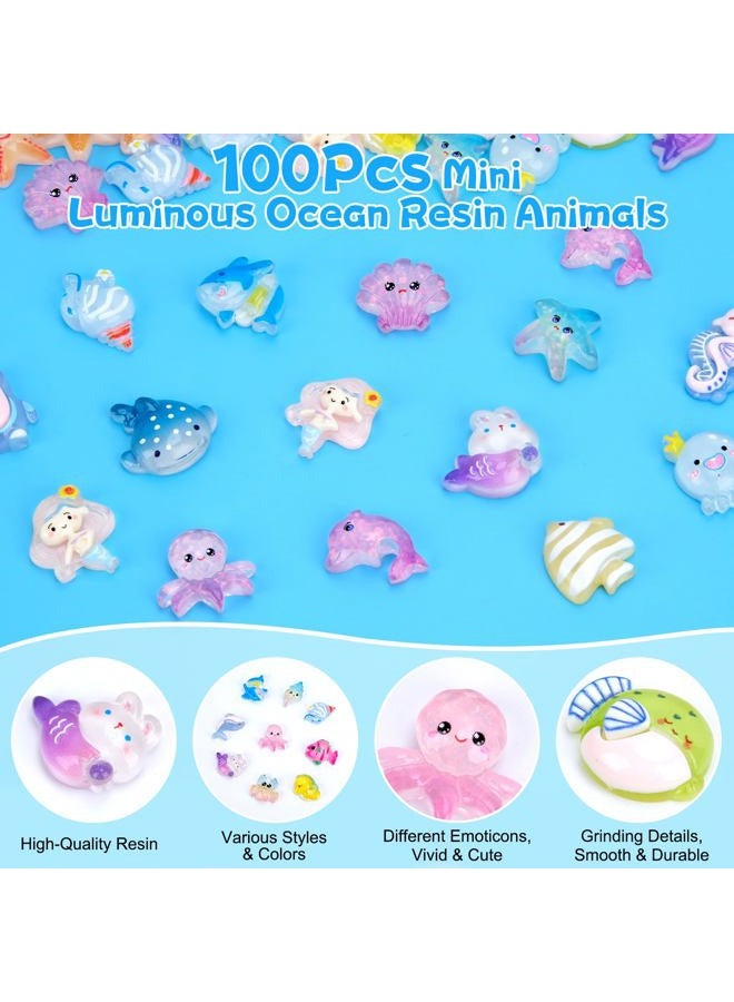 Hysagtek Mini Ocean Resin Animals Blind Bags - 100 Pcs Luminous Tiny Sea Animals Glow in The Dark Miniature Figurines Aquarium Decor for DIY Fish Tank Potted Christmas Dollhouse Decor Xmas Gift - Image 5