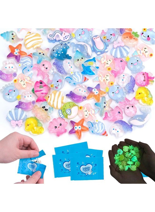 Hysagtek Mini Ocean Resin Animals Blind Bags - 100 Pcs Luminous Tiny Sea Animals Glow in The Dark Miniature Figurines Aquarium Decor for DIY Fish Tank Potted Christmas Dollhouse Decor Xmas Gift - Image 1