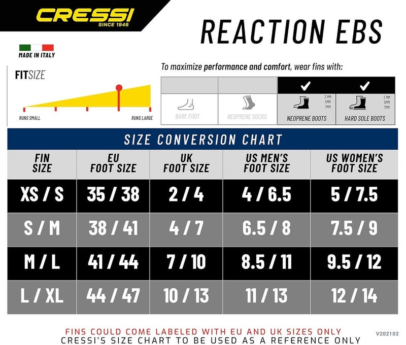 Cressi Reaction EBS Fins Yellow/Silver - Image 5