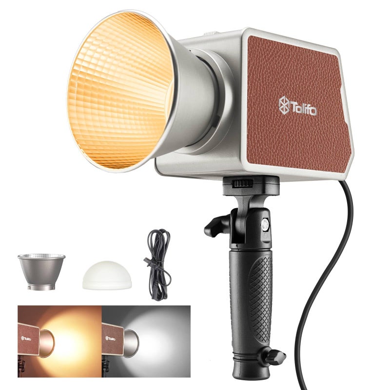 Tolifo 200W BiColor Handheld Spotlight Silent COB LED Video Light Kit 2700K6500K CRI97TLCI9812 EffectsAPP Control 360 Fill Lights for PhotographyStudioYouTubeTikTokLive Streaming - Image 2